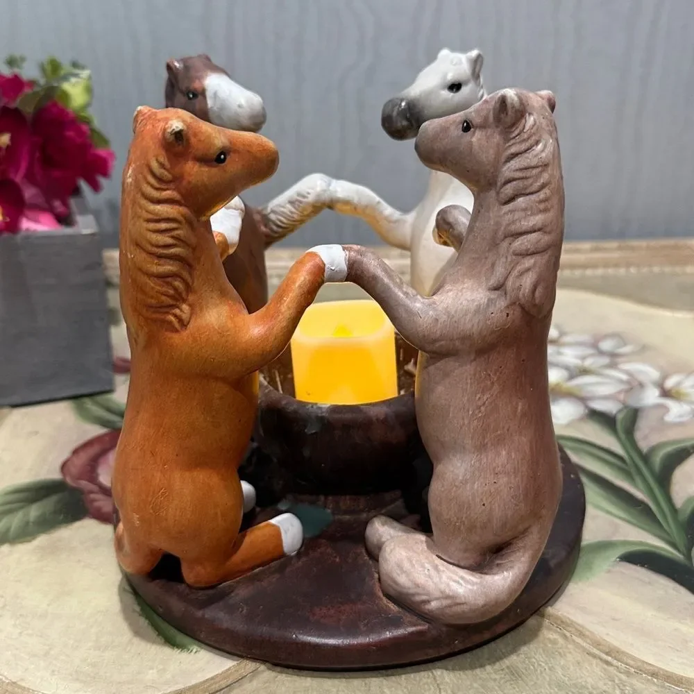 Vintage 2002 PENCO HORSES Circle of Friends Candle Holder